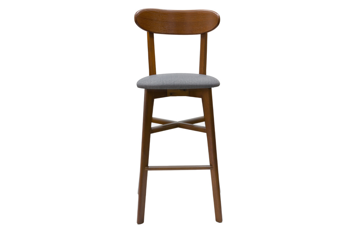 Taburete de cocina vintage de nogal y gris antracita 75cm DOVE