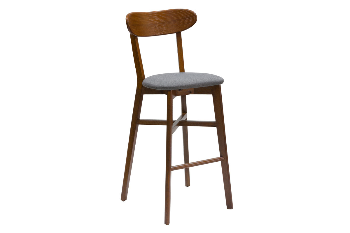 Taburete de cocina vintage de nogal y gris antracita 75cm DOVE