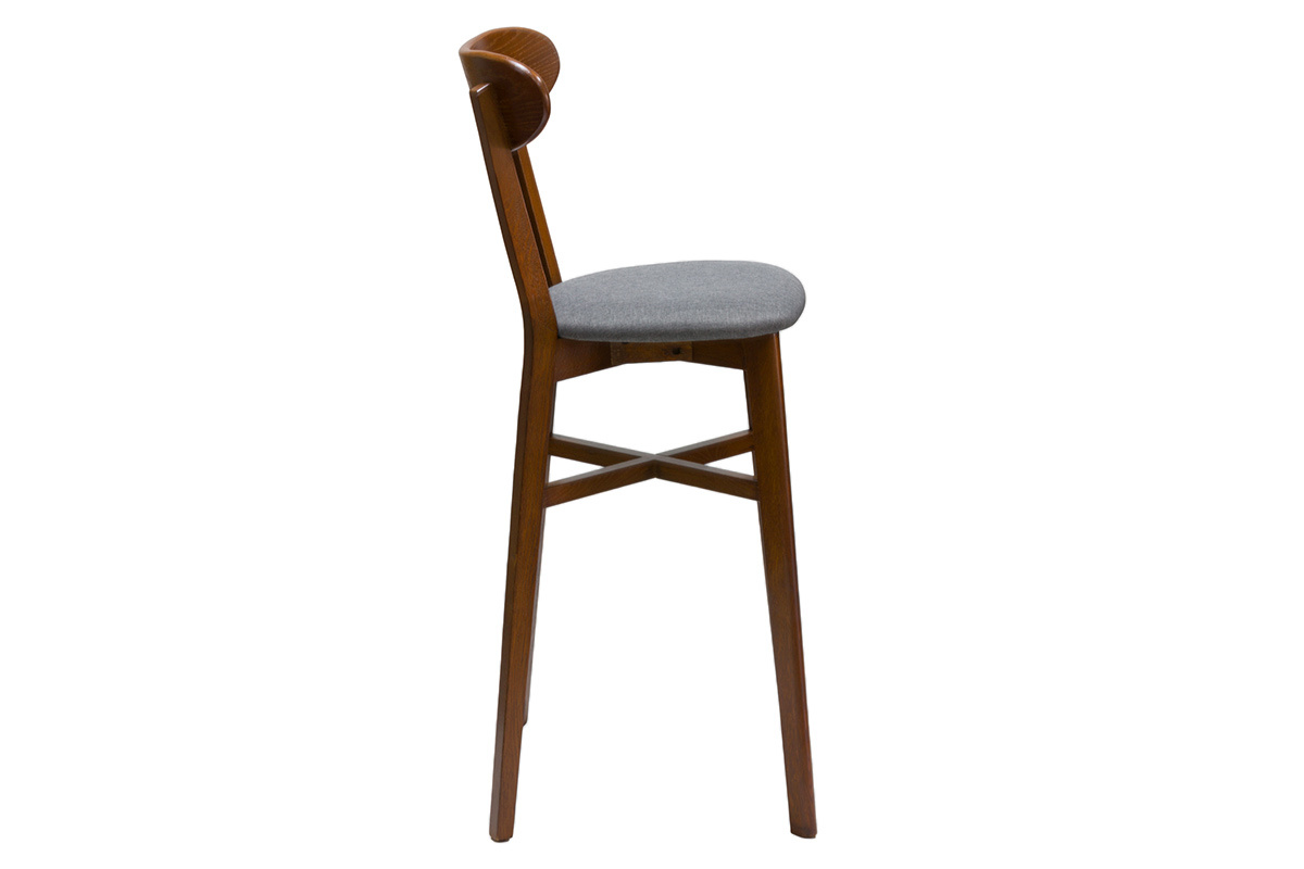 Taburete de cocina vintage de nogal y gris antracita 75cm DOVE