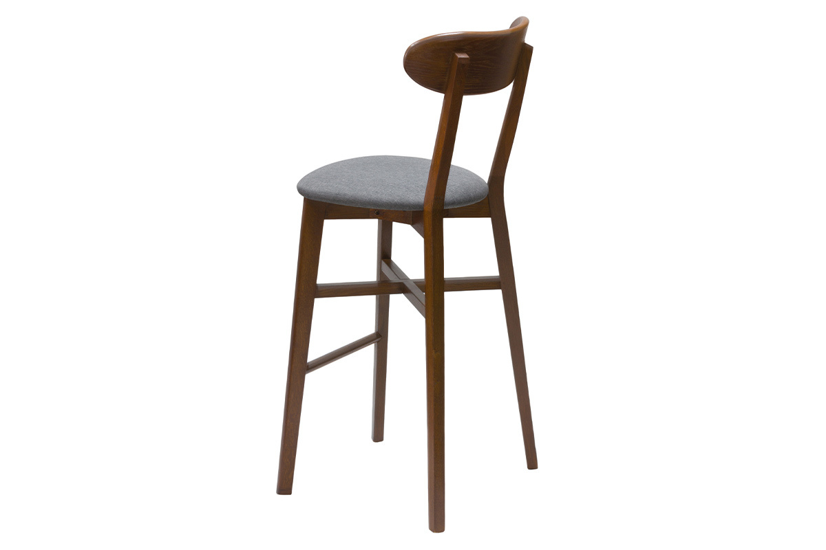 Taburete de cocina vintage de nogal y gris antracita 75cm DOVE