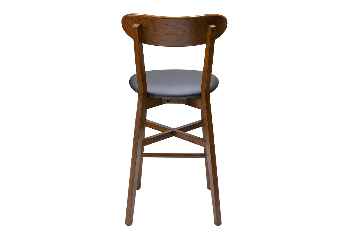 Taburete de cocina vintage diseo roble oscuro y asiento negro 65cm DOVE