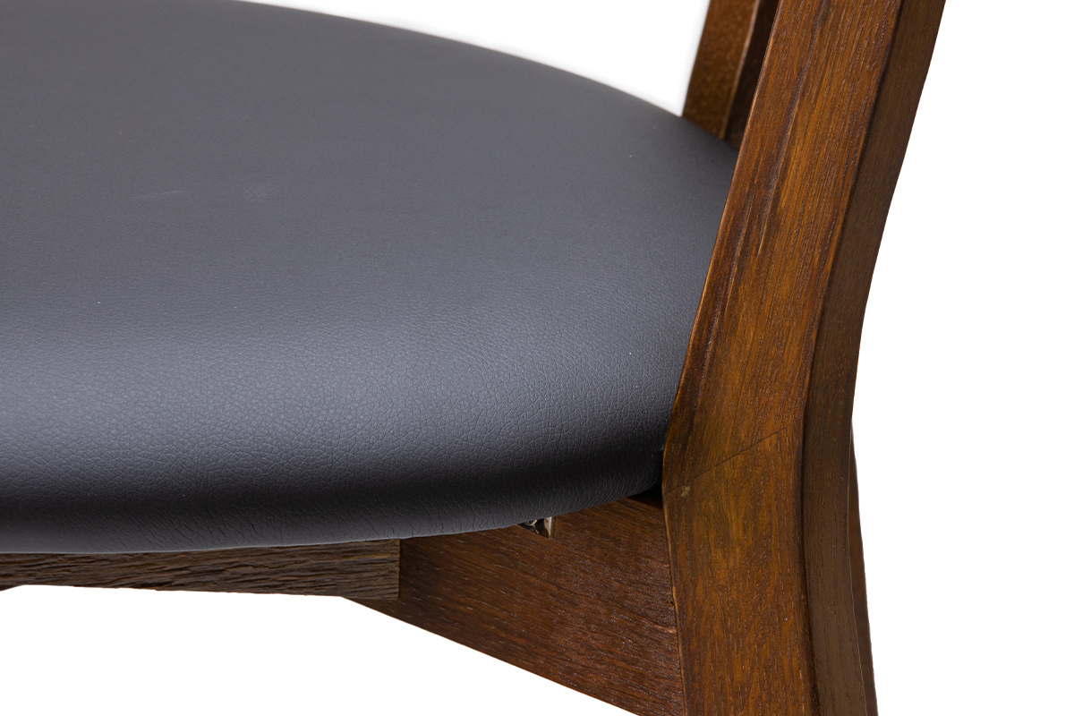 Taburete de cocina vintage diseo roble oscuro y asiento negro 65cm DOVE