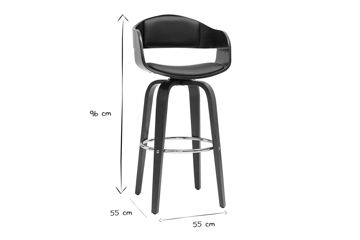 Taburete de cocina vintage giro 360 nogal 67cm GAO