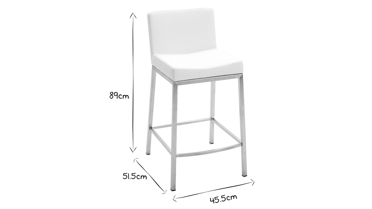 Taburete diseo 66cm blanco lote de 2 EPSILON