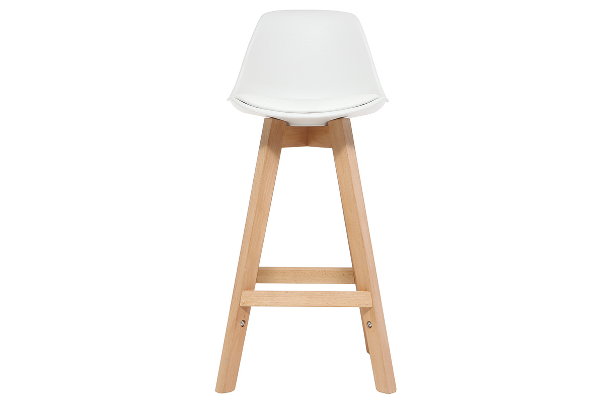 Taburete diseo blanco y madera 65cm lote dos MINI PAULINE