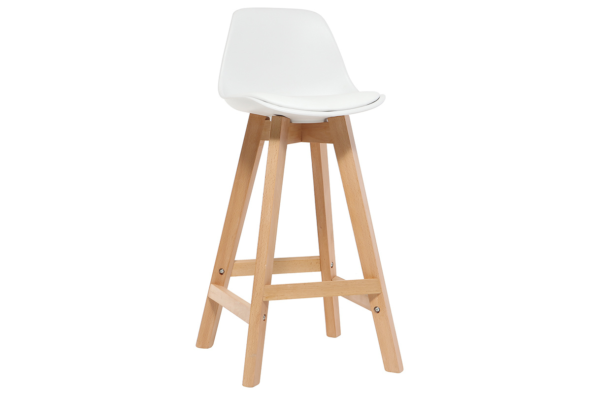 Taburete diseo blanco y madera 65cm lote dos MINI PAULINE