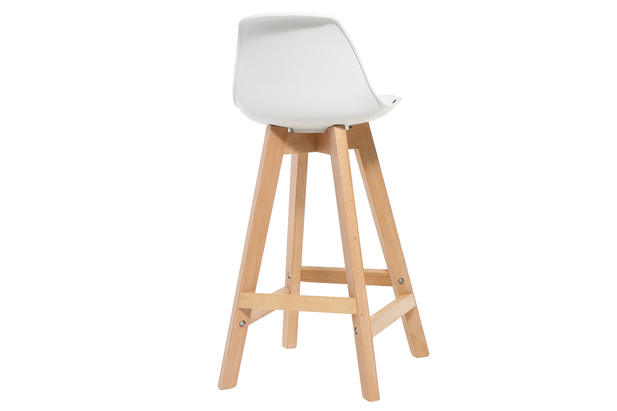 Taburete diseo blanco y madera 65cm lote dos MINI PAULINE