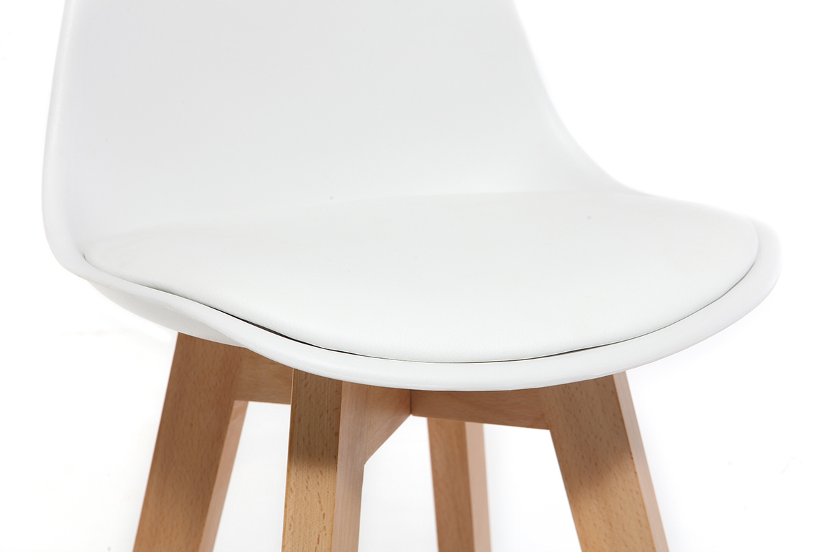 Taburete diseo blanco y madera 65cm lote dos MINI PAULINE