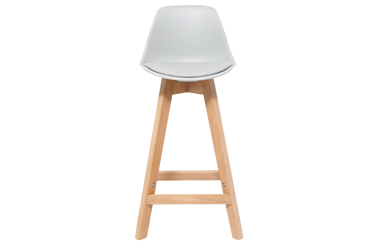 Taburete diseo gris claro y madera 65cm lote dos MINI PAULINE