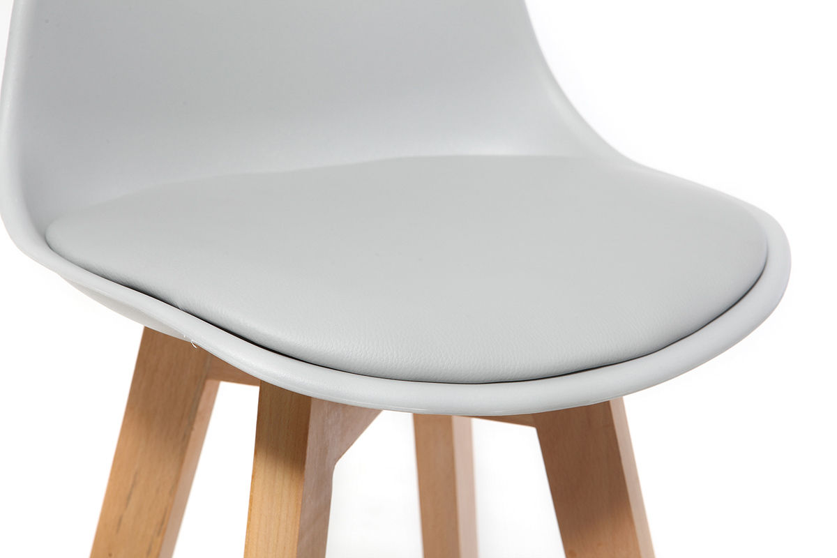 Taburete diseo gris claro y madera 65cm lote dos MINI PAULINE