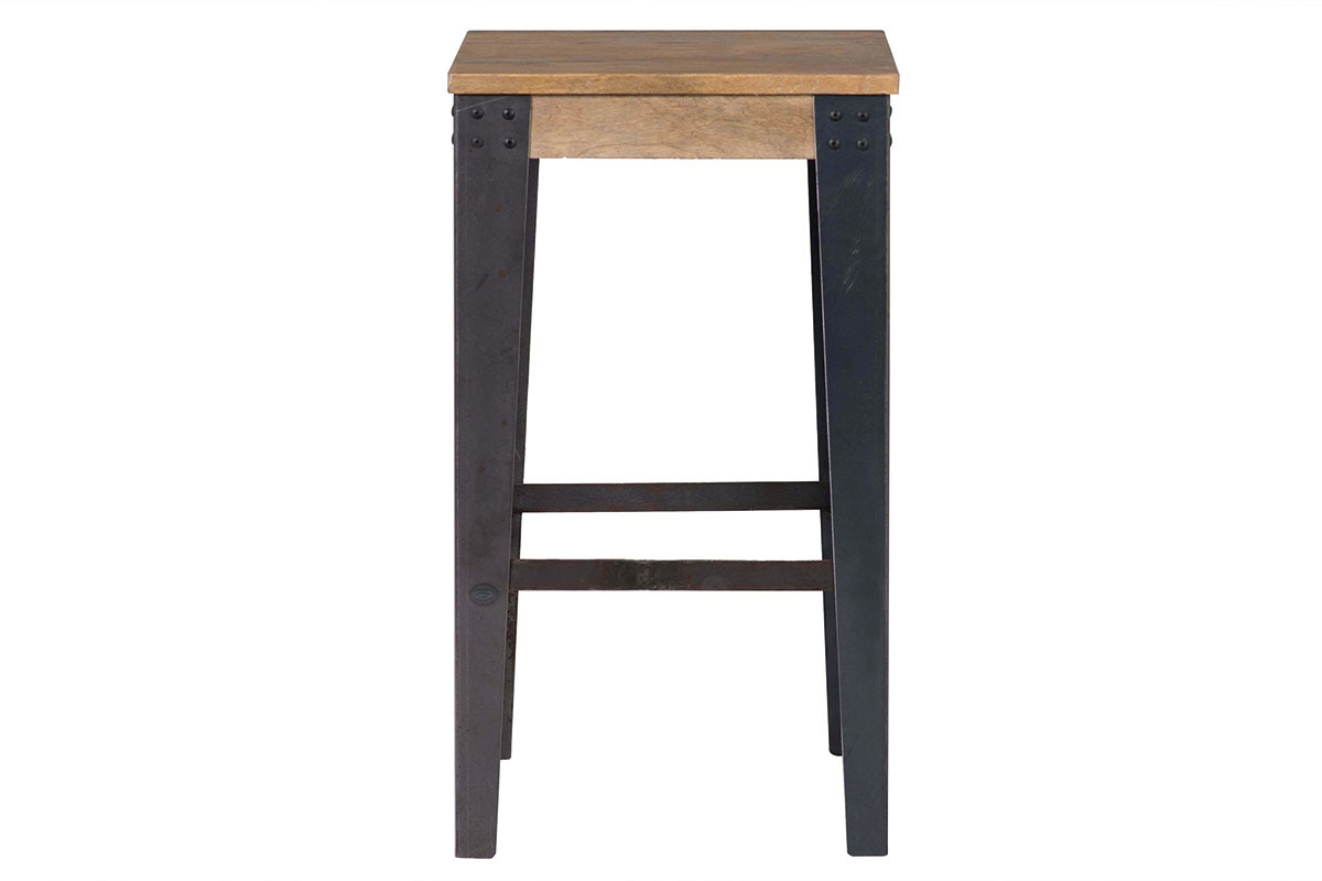 Taburete diseo industrial metal y madera 65cm MADISON