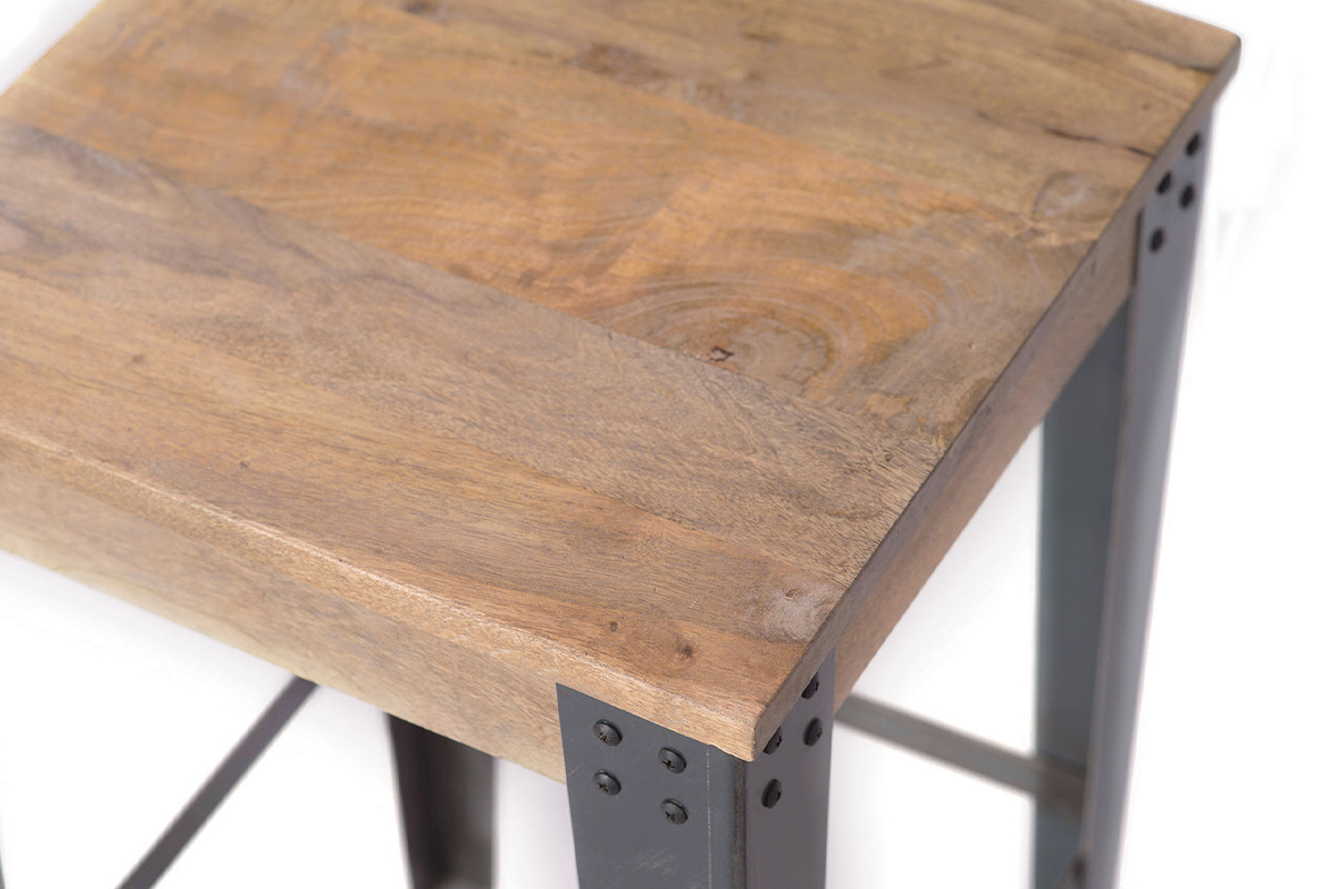 Taburete diseo industrial metal y madera 65cm MADISON