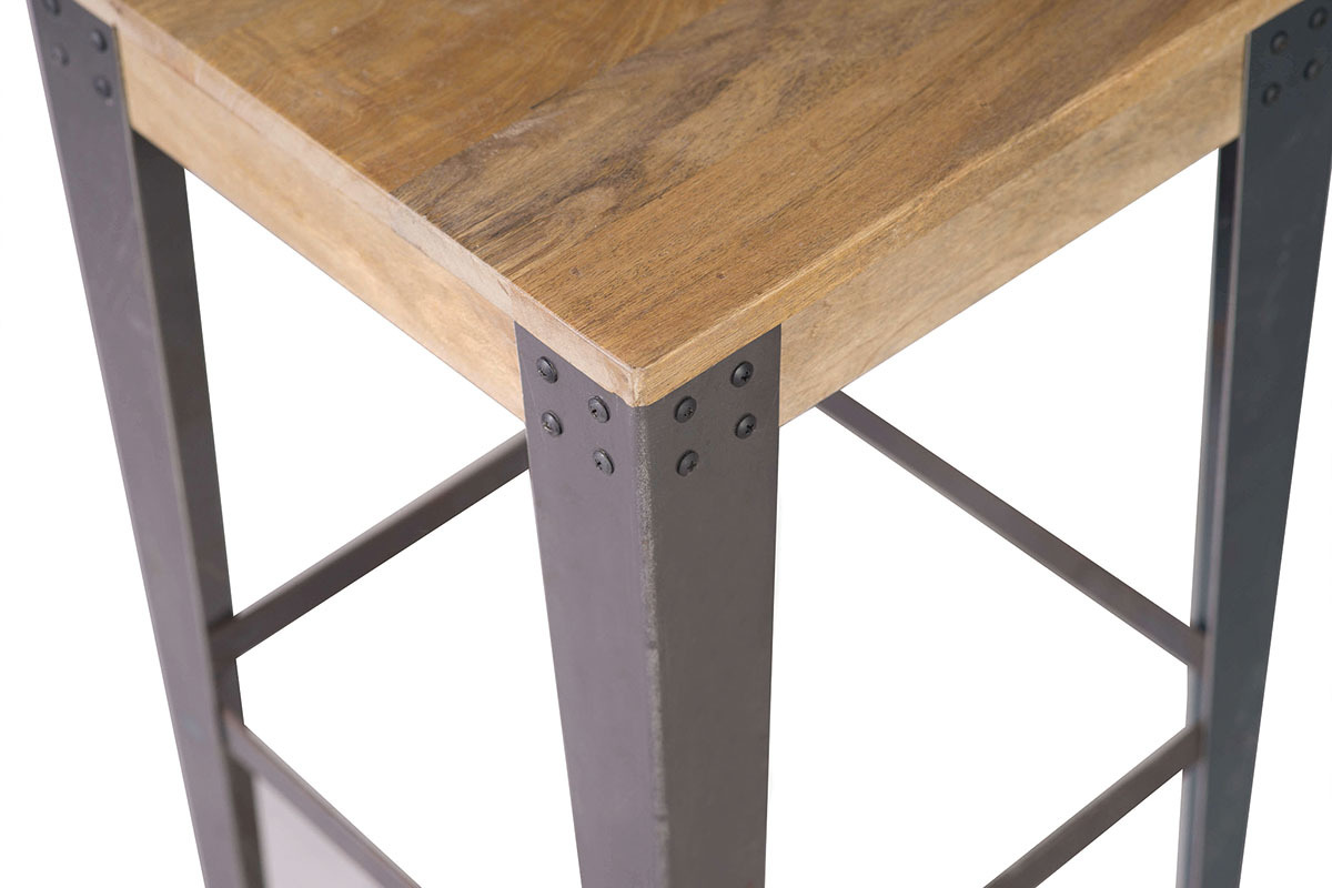 Taburete diseo industrial metal y madera 65cm MADISON