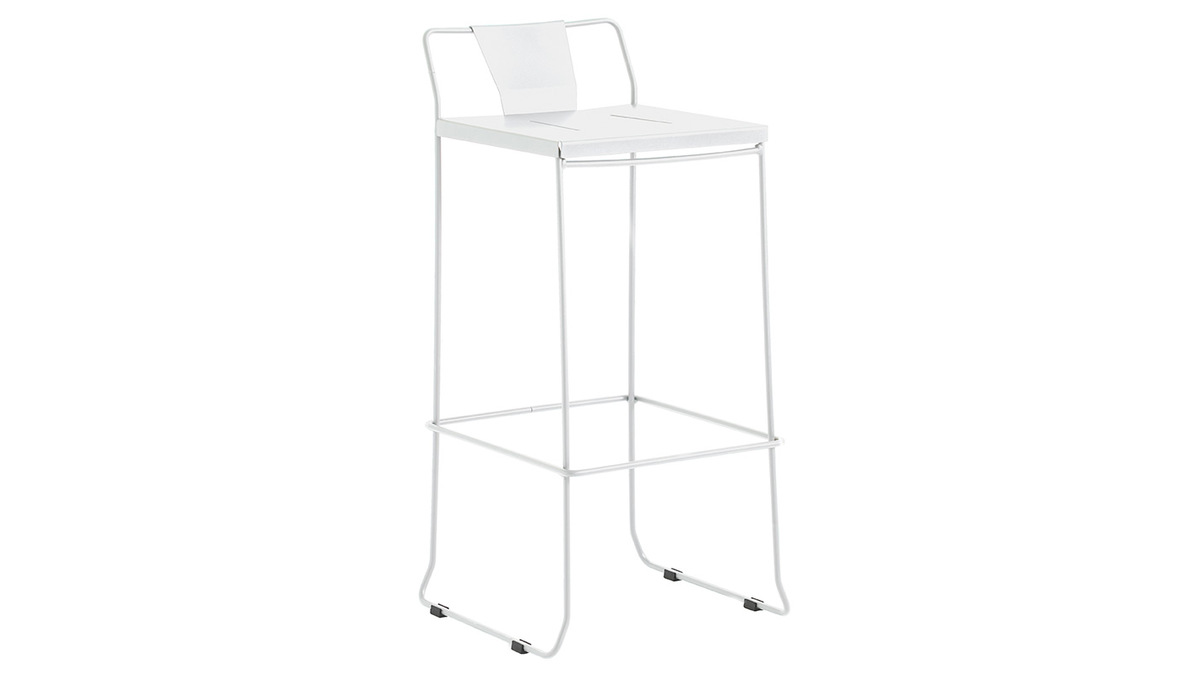 Taburete exteiror diseo metal blanco 76cm TENERIFE