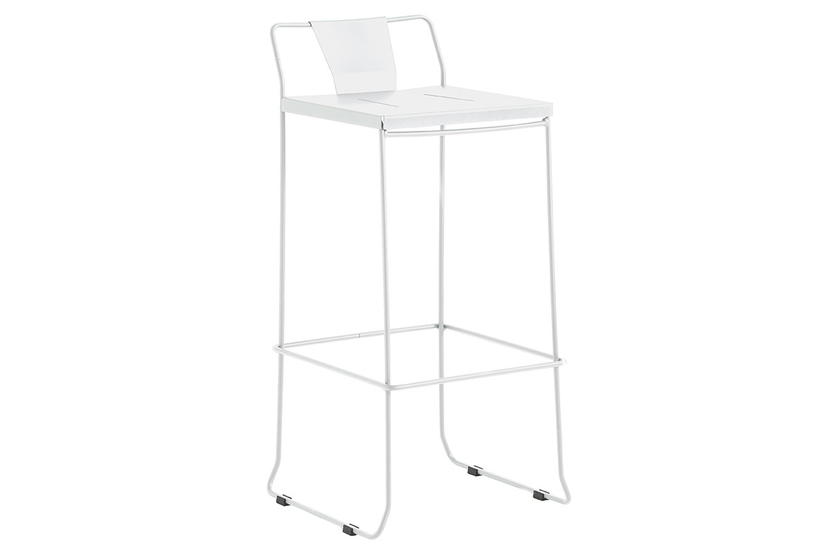 Taburete exteiror diseo metal blanco 76cm TENERIFE