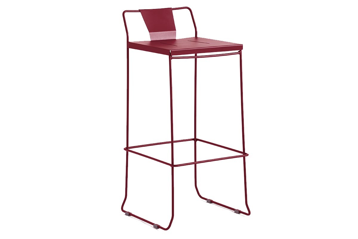 Taburete exteiror diseo metal rojo 76cm TENERIFE