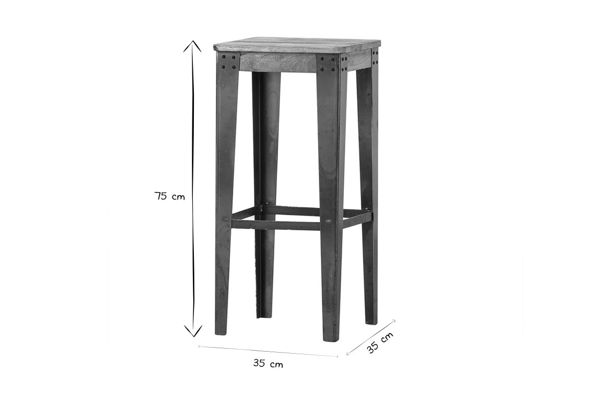 Taburete industrial acero y madera 75cm MADISON