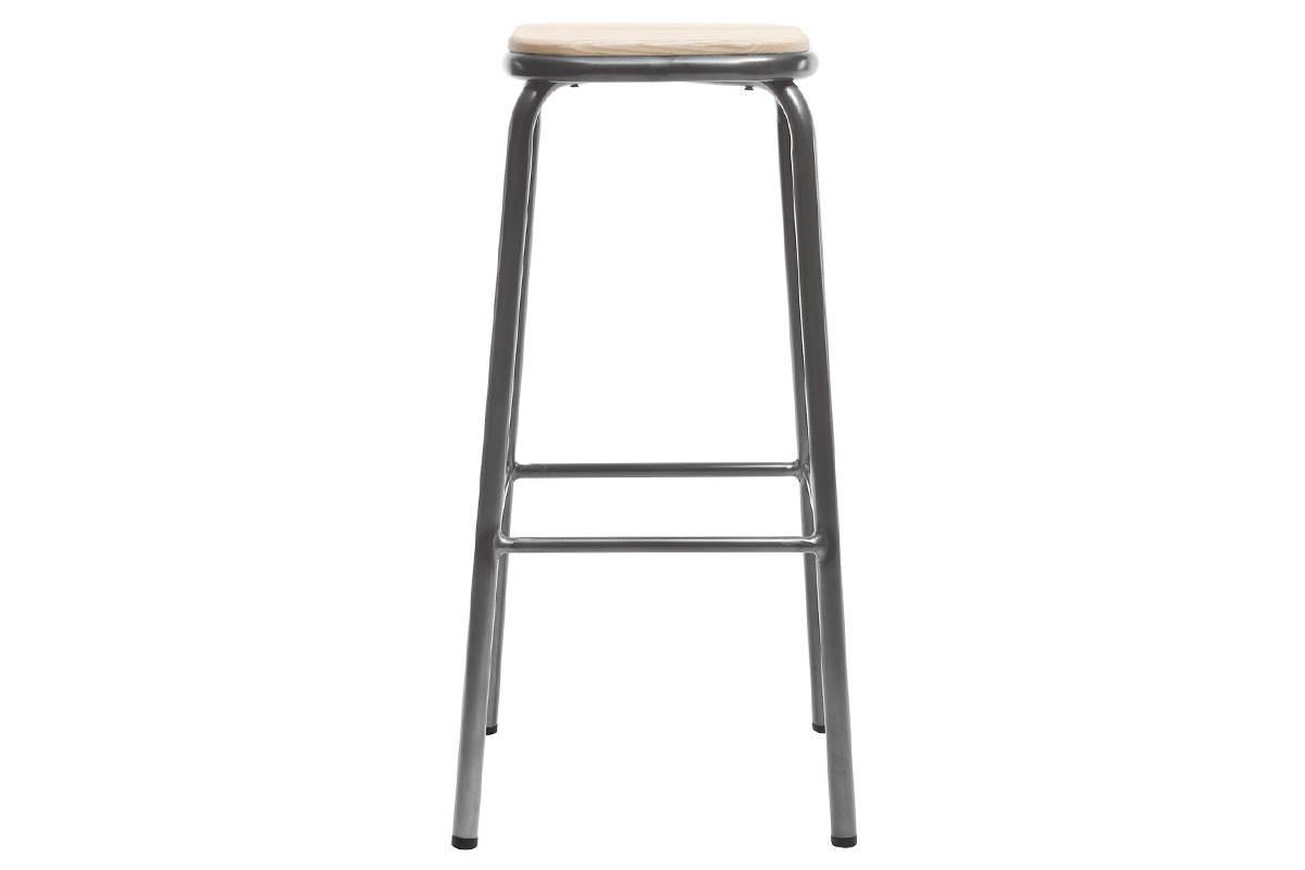 Taburete industrial inox lote de 2  A75cm MEMPHIS