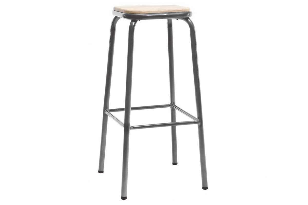 Taburete industrial inox lote de 2  A75cm MEMPHIS