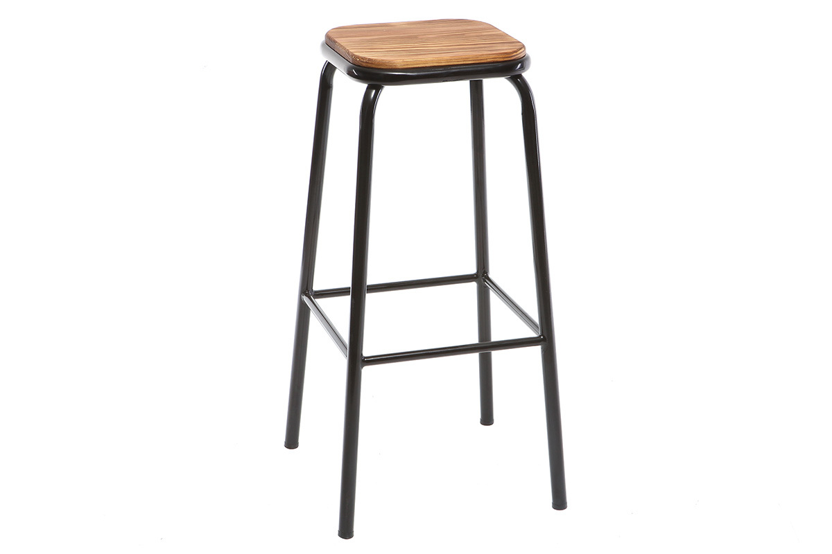 Taburete industrial inox lote de 2  A75cm MEMPHIS