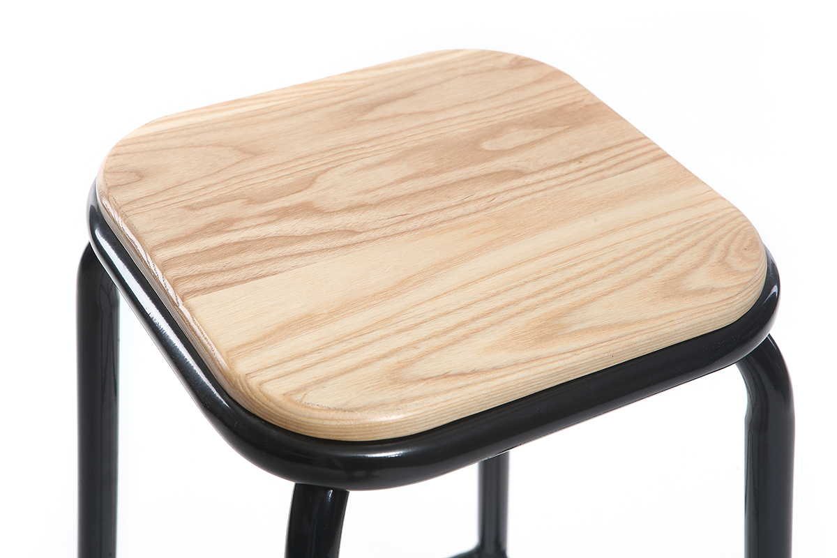 Taburete industrial negro lote de 2  A75cm MEMPHIS