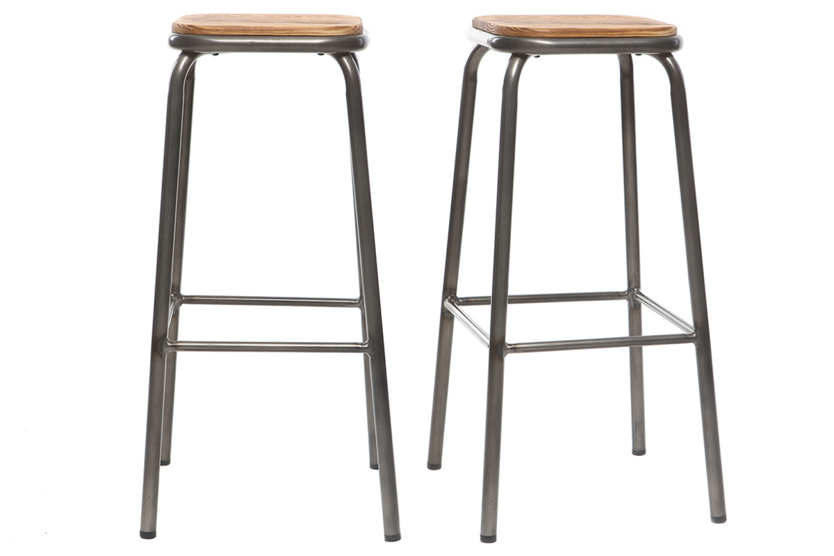 Taburete industrial negro lote de 2  A75cm MEMPHIS