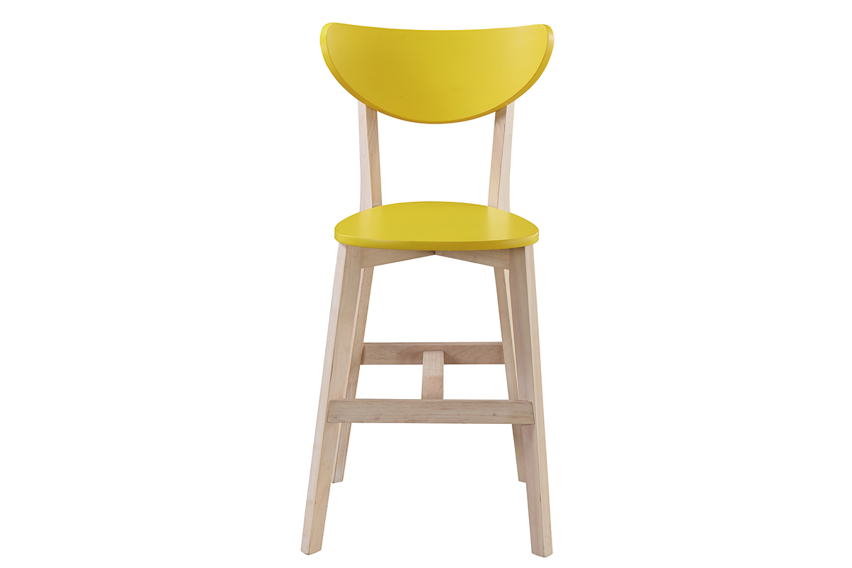 Taburete nrdico amarillo y madera 65cm lote de 2 LEENA