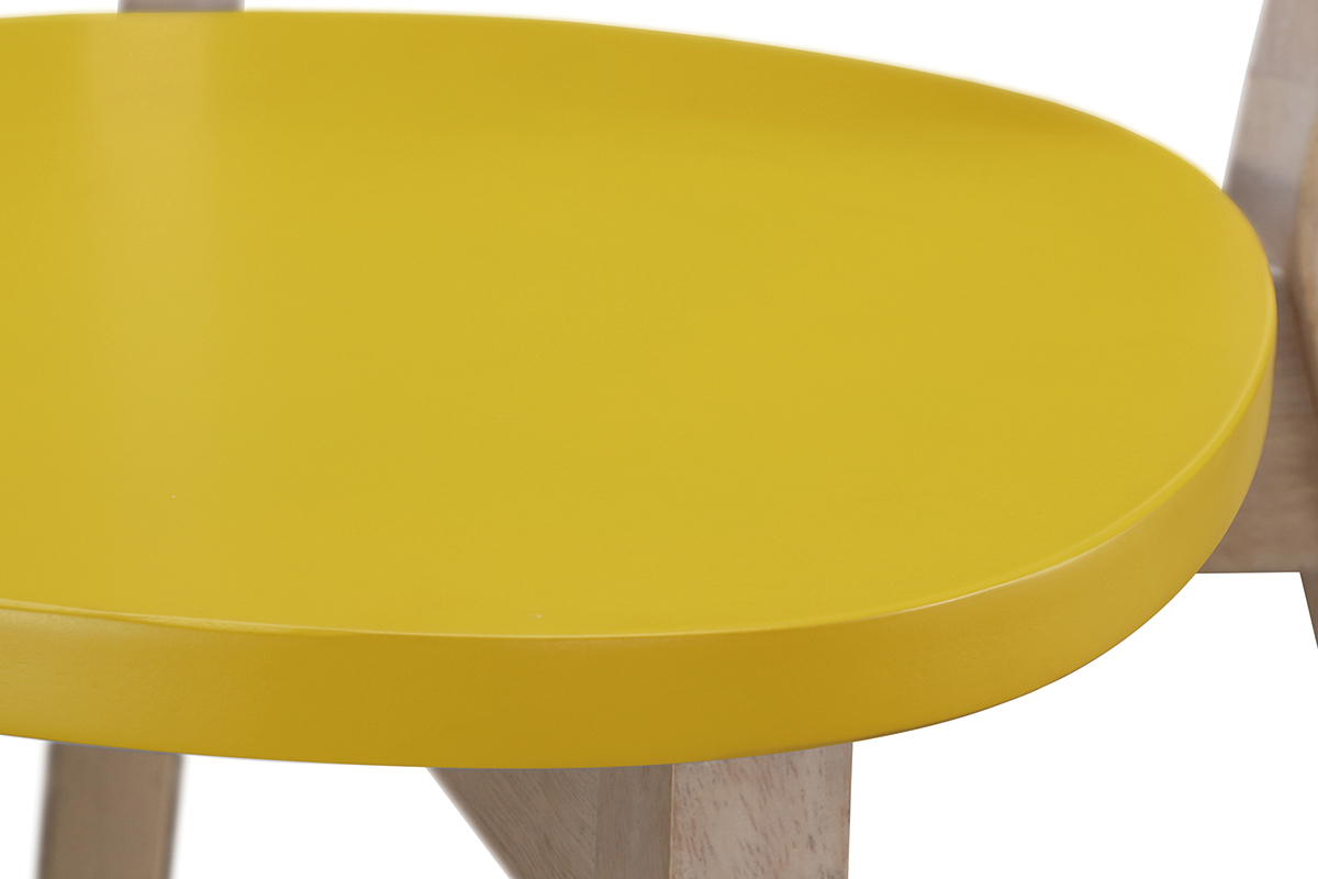 Taburete nrdico amarillo y madera 65cm lote de 2 LEENA