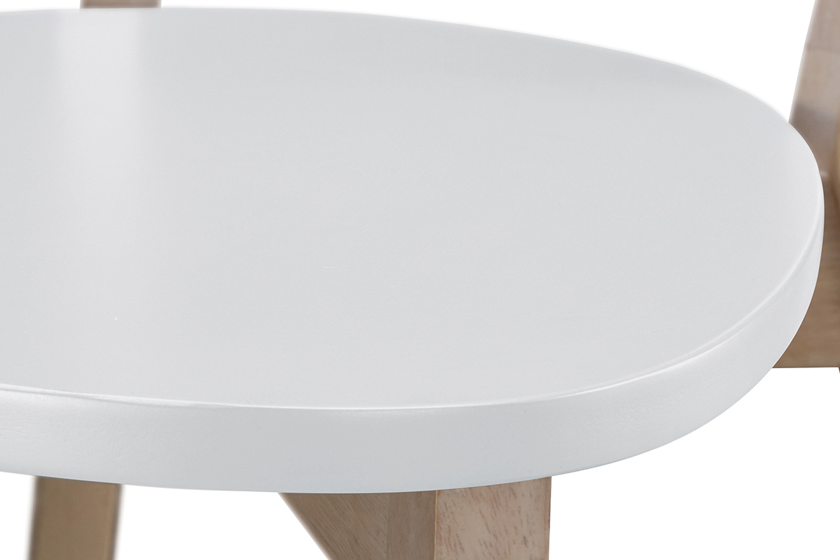 Taburete nrdico blanco y madera 65cm lote de 2 LEENA