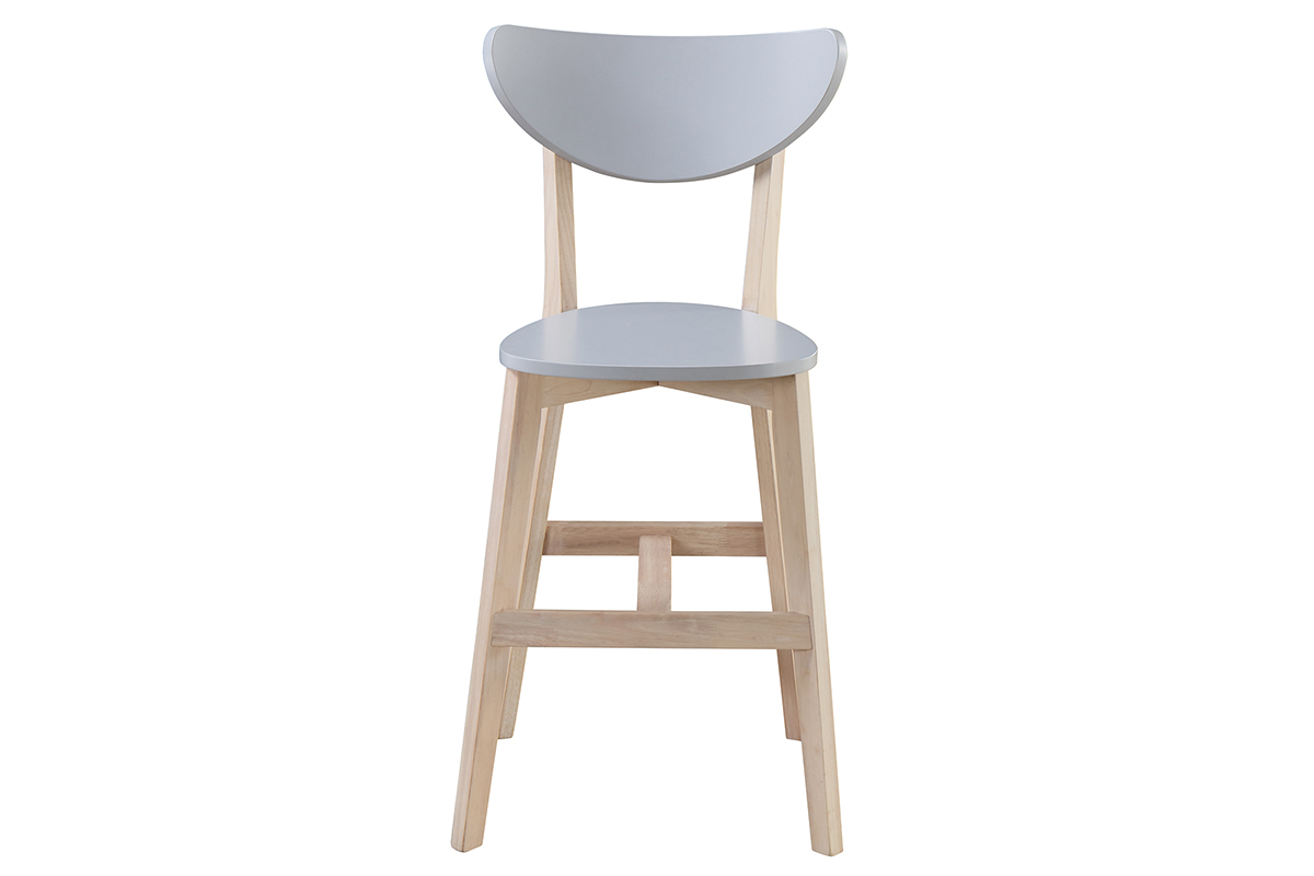 Taburete nrdico gris y madera 65cm lote de 2 LEENA