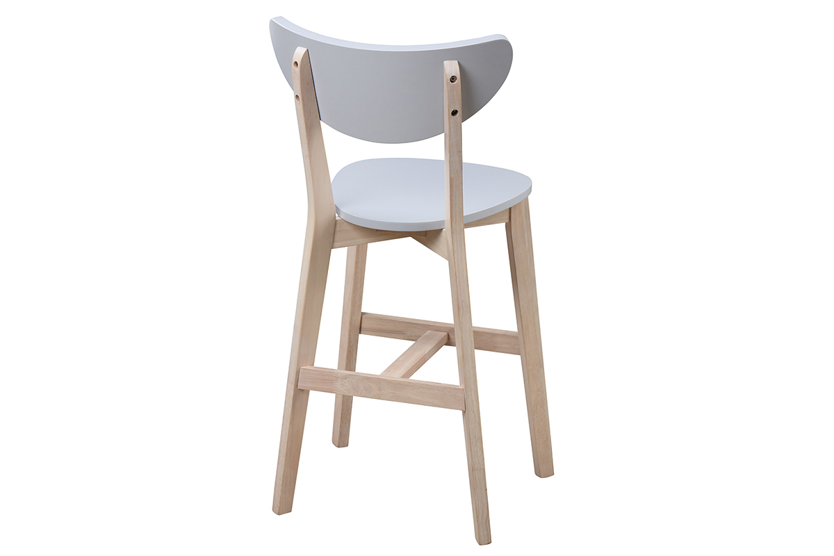 Taburete nrdico gris y madera 65cm lote de 2 LEENA
