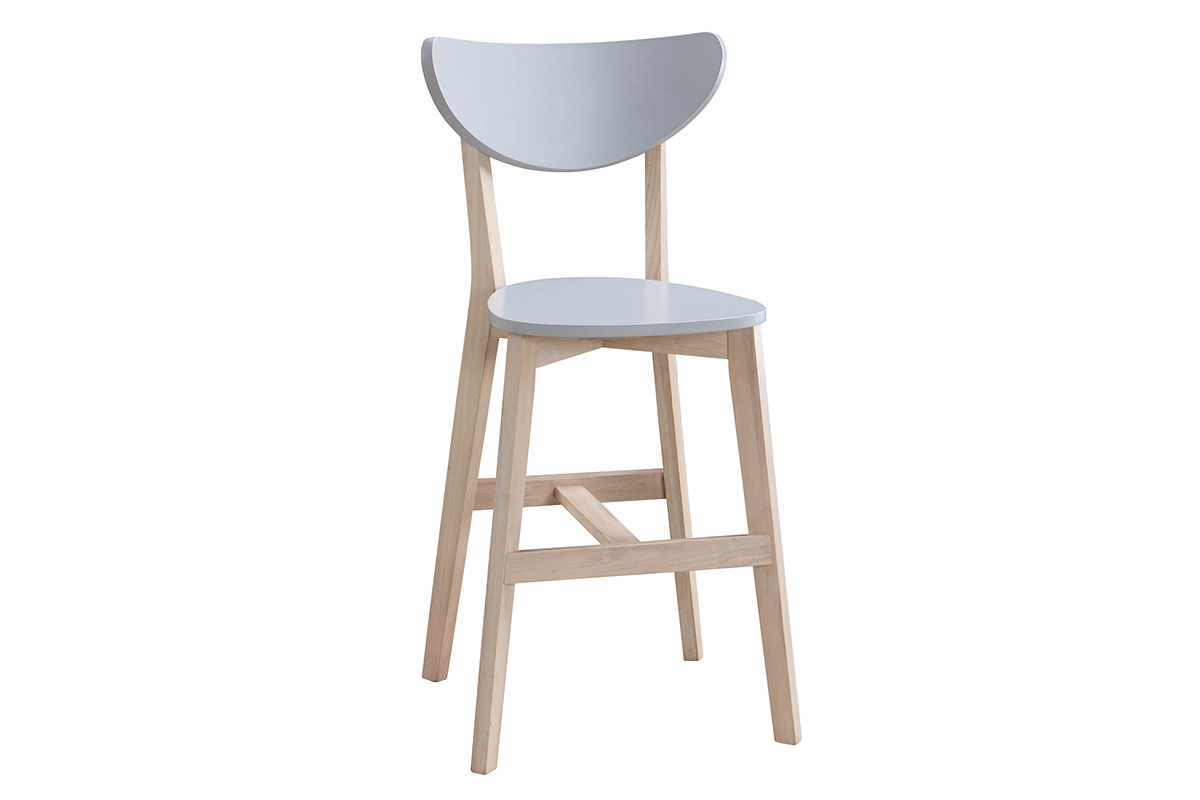 Taburete nrdico gris y madera 65cm lote de 2 LEENA