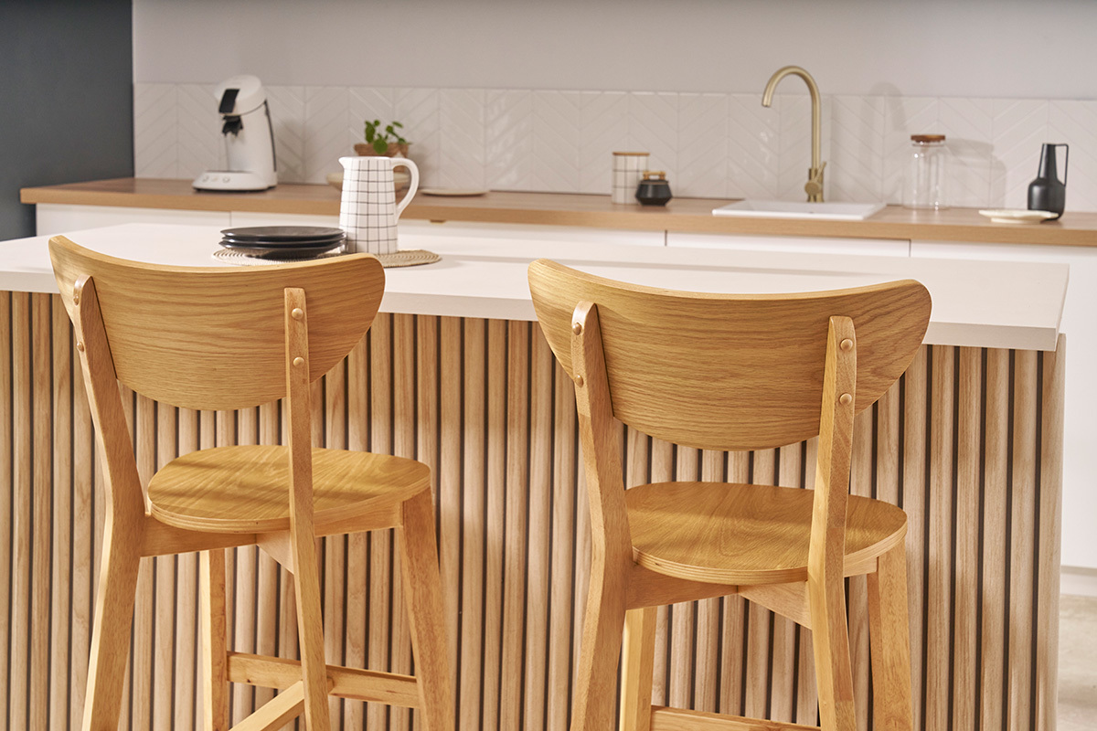 Taburete nrdico roble LEENA (lote de 2)