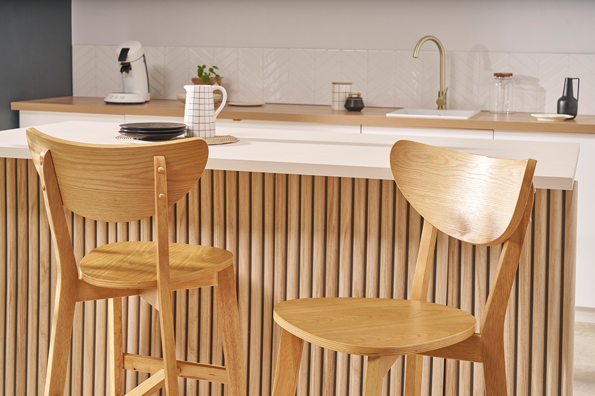 Taburete nrdico roble LEENA (lote de 2)