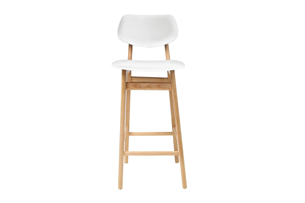 Taburete / silla de bar diseo blanco y madera natural NORDECO