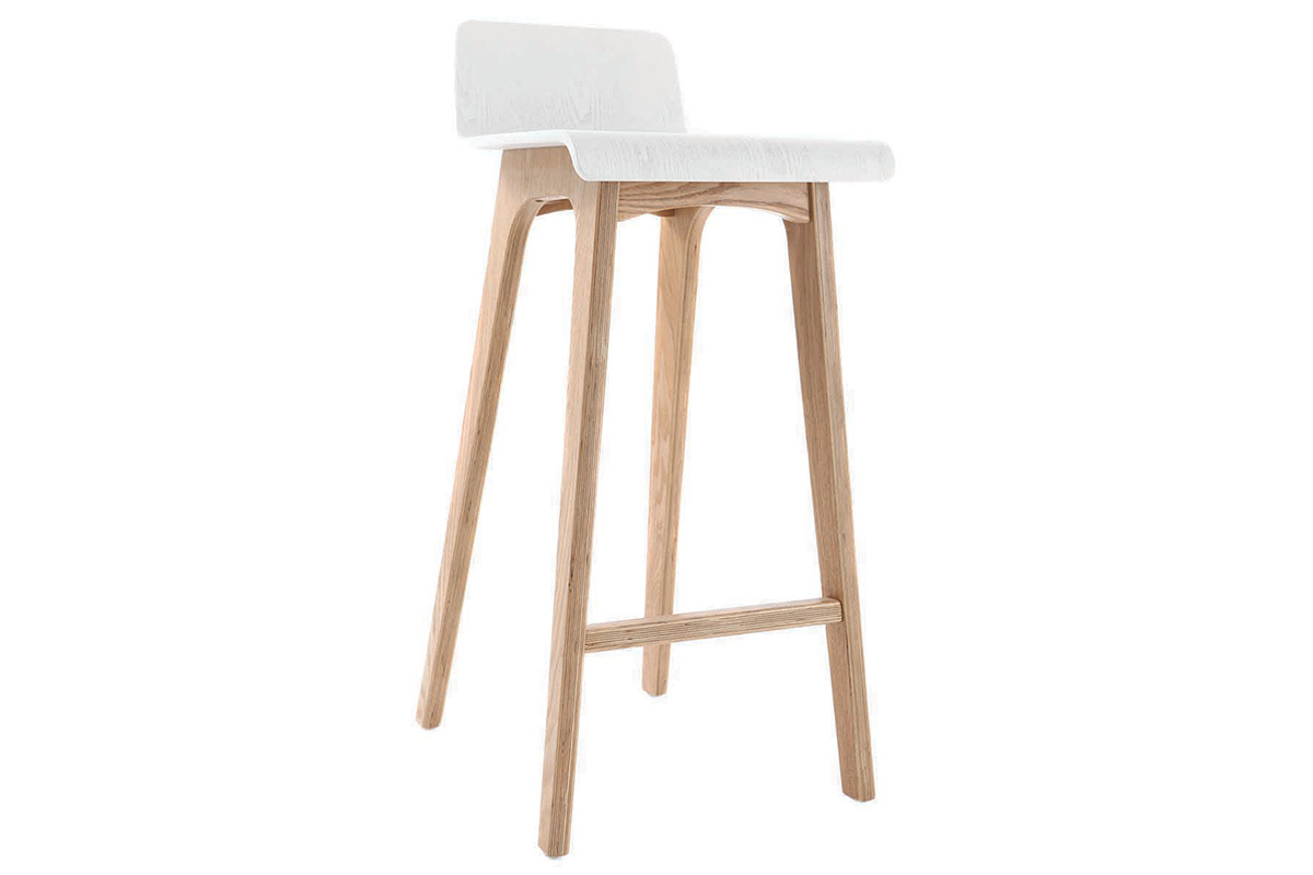 Taburete / silla de bar diseo madera natural y blanco escandinavo BALTIK