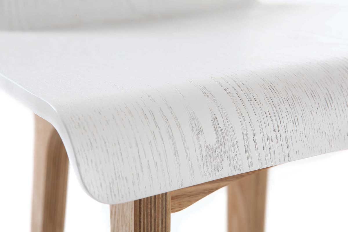 Taburete / silla de bar diseo madera natural y blanco escandinavo BALTIK