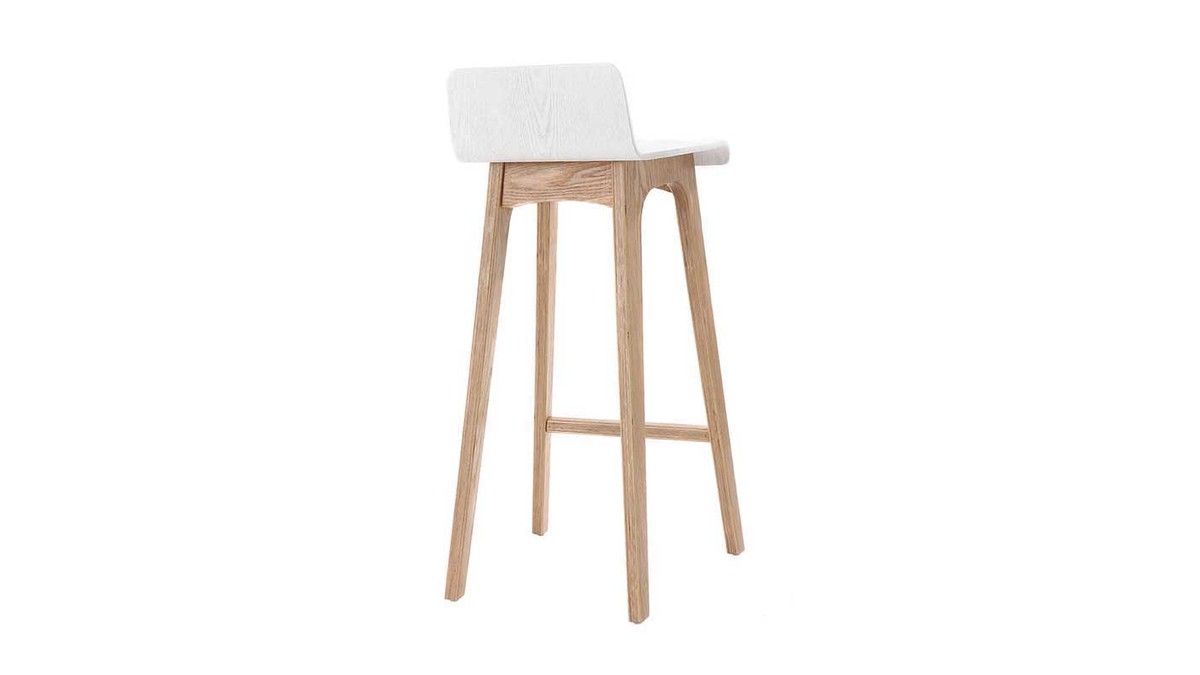 Taburete / silla de bar diseo madera natural y blanco escandinavo BALTIK