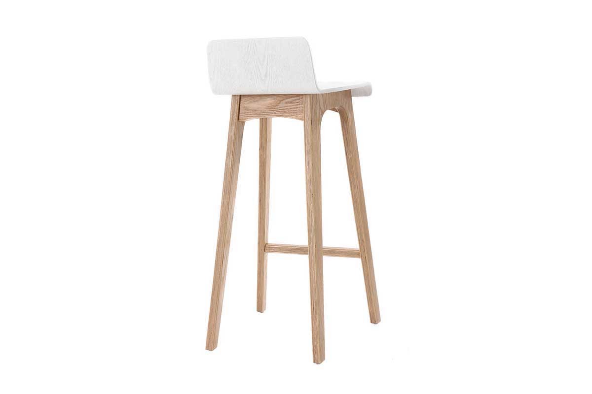 Taburete / silla de bar diseo madera natural y blanco escandinavo BALTIK