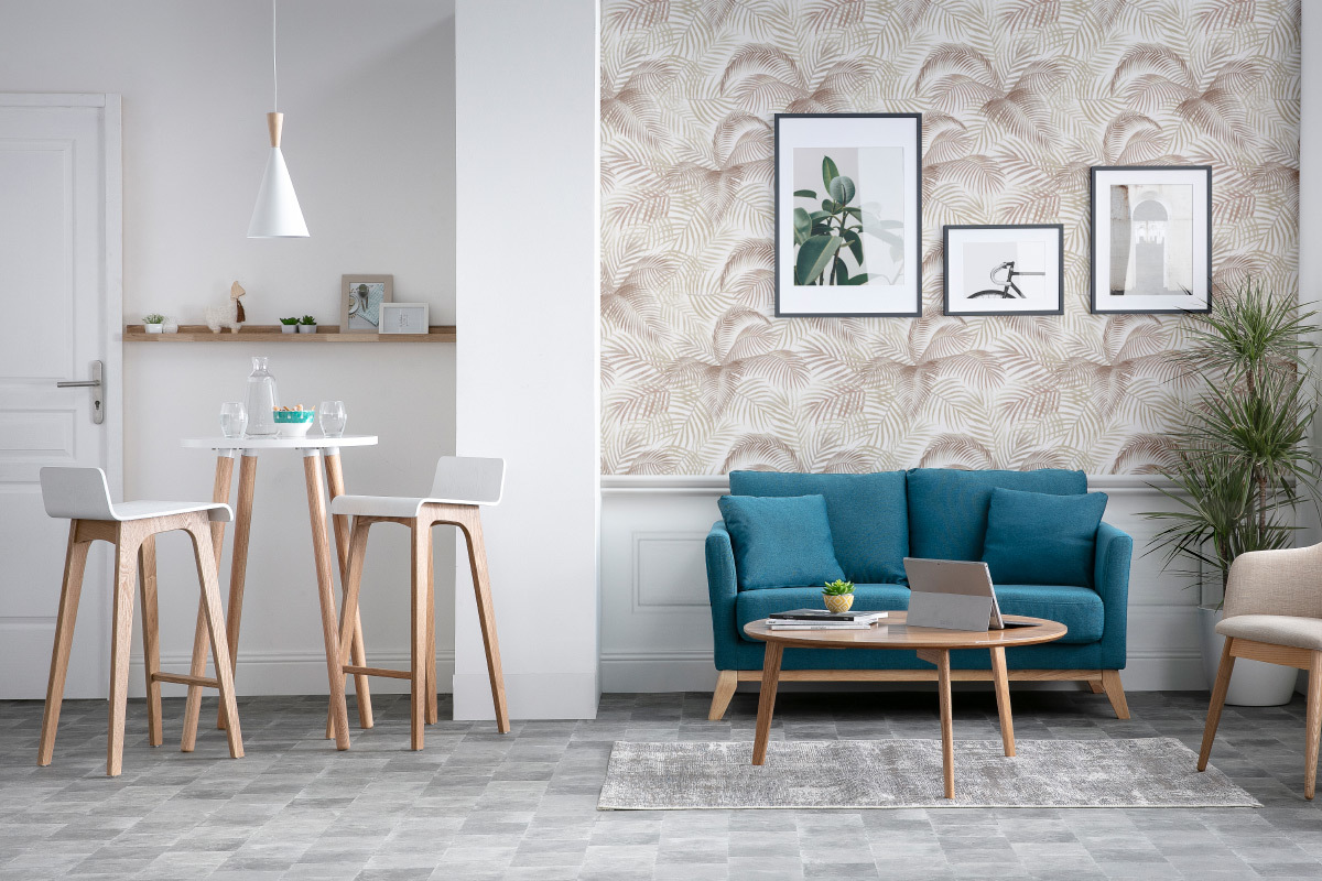 Taburete / silla de bar diseo madera natural y blanco escandinavo BALTIK