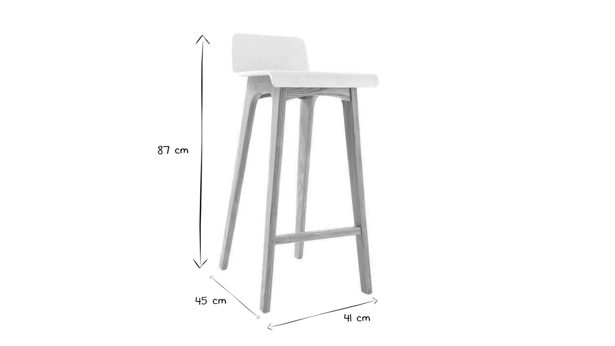 Taburete / silla de bar diseo madera natural y blanco escandinavo BALTIK