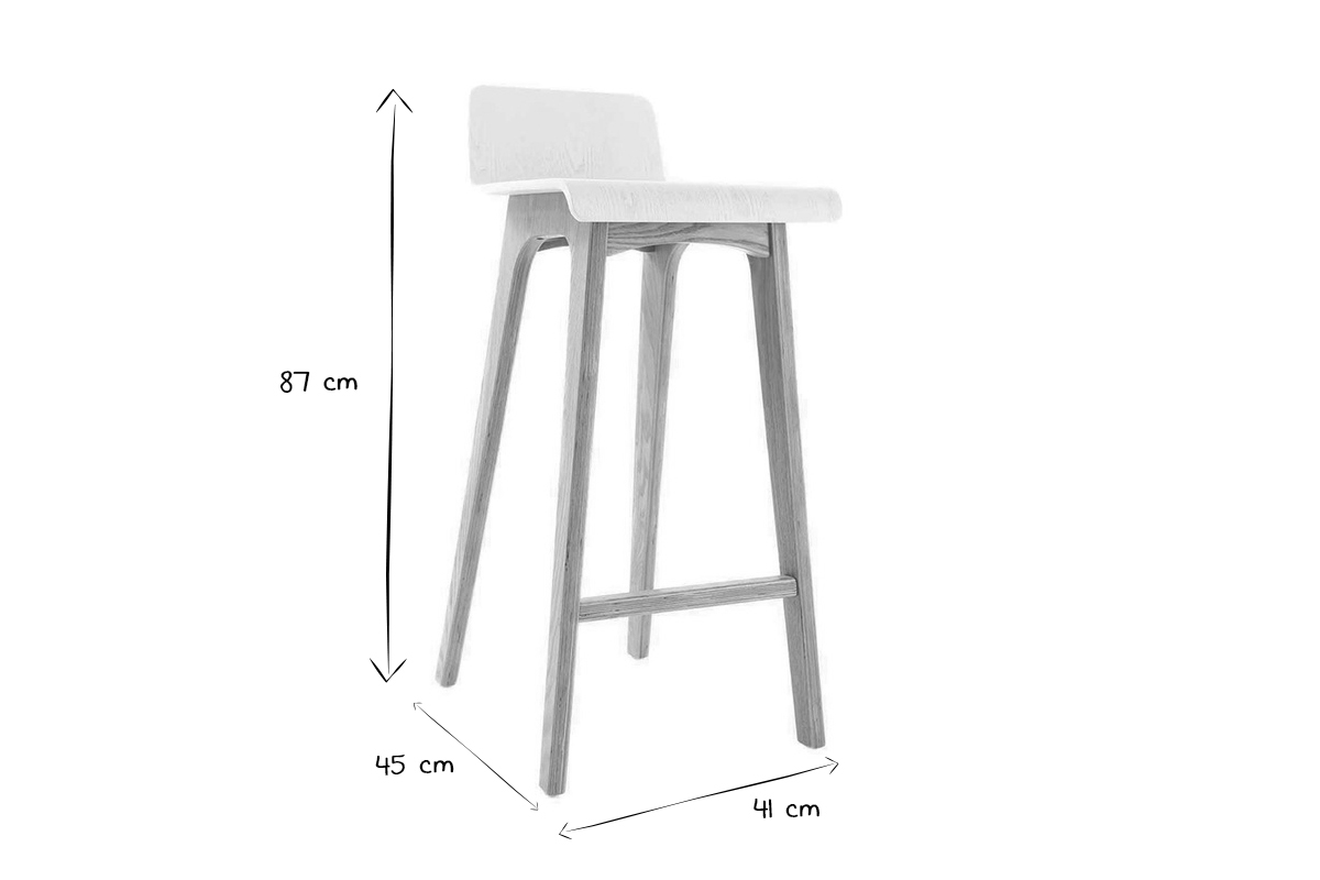 Taburete / silla de bar diseo madera natural y blanco escandinavo BALTIK
