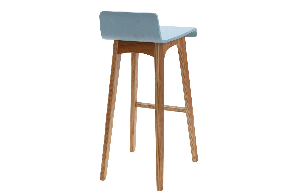 Taburete / silla de bar diseo madera tintada azul escandinavo BALTIK