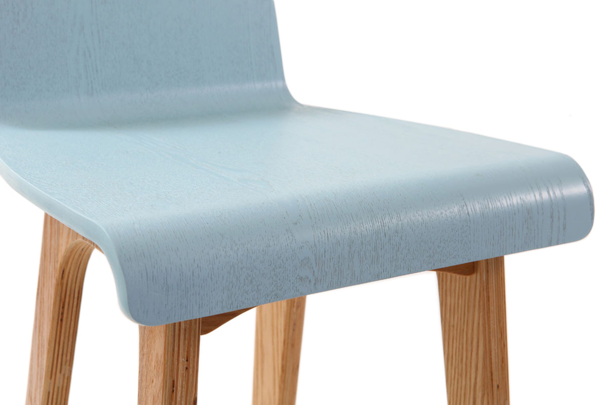 Taburete / silla de bar diseo madera tintada azul escandinavo BALTIK