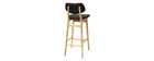 Taburete / silla de bar diseño negro y madera natural 65 cm NORDECO