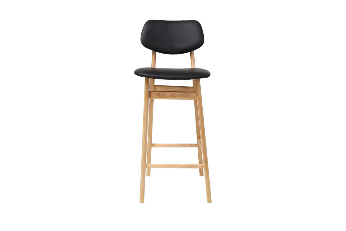 Taburete / silla de bar diseo negro y madera natural 65 cm NORDECO