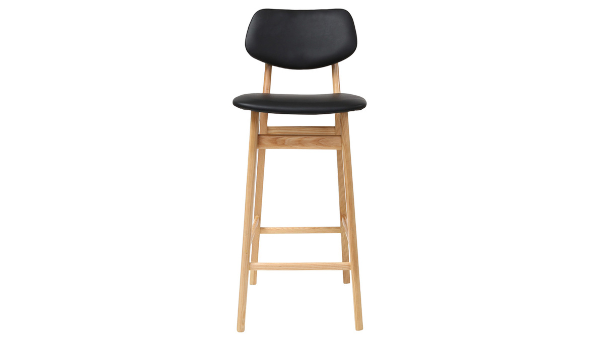 Taburete / silla de bar diseo negro y madera natural NORDECO