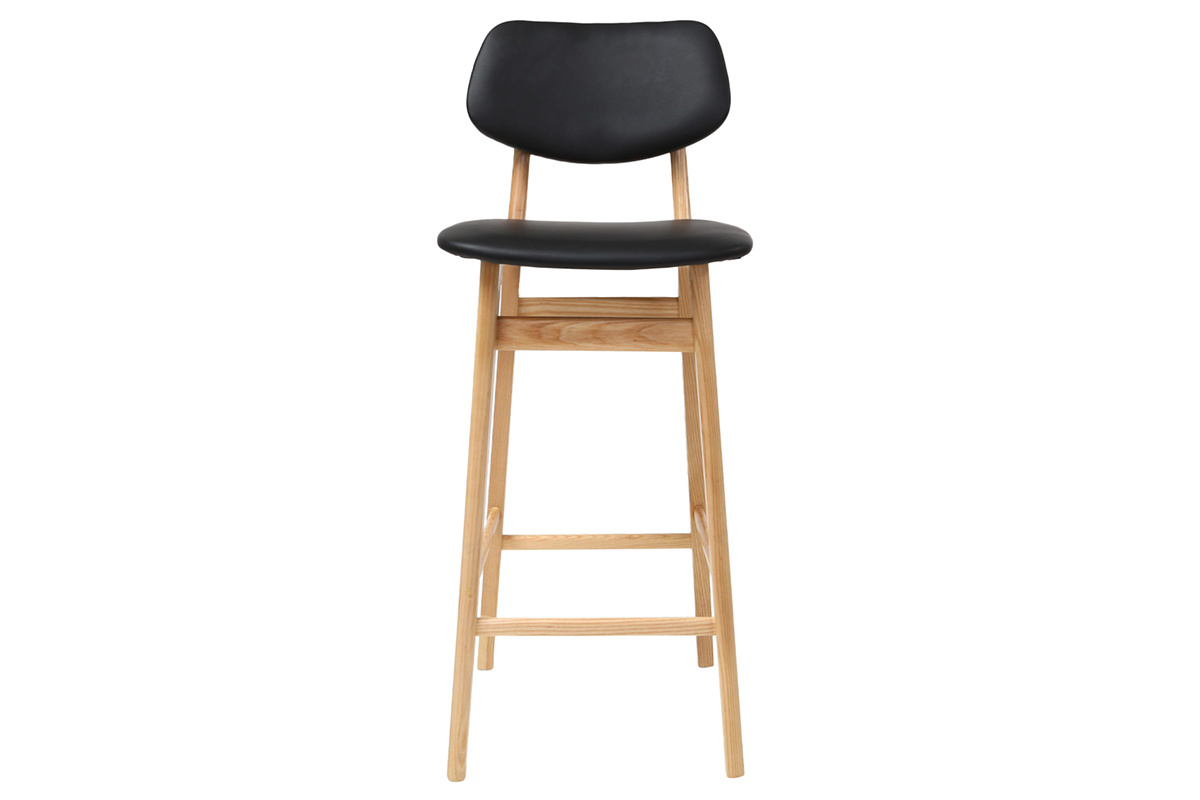 Taburete / silla de bar diseo negro y madera natural NORDECO