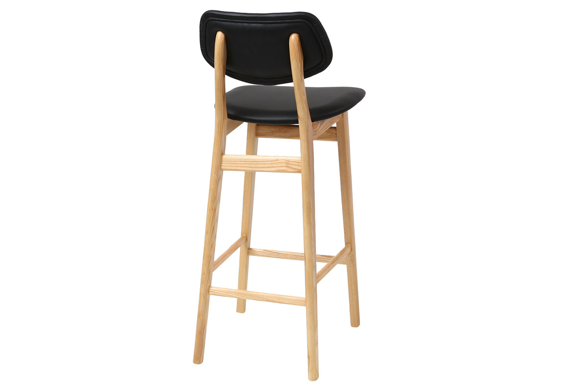 Taburete / silla de bar diseo negro y madera natural NORDECO