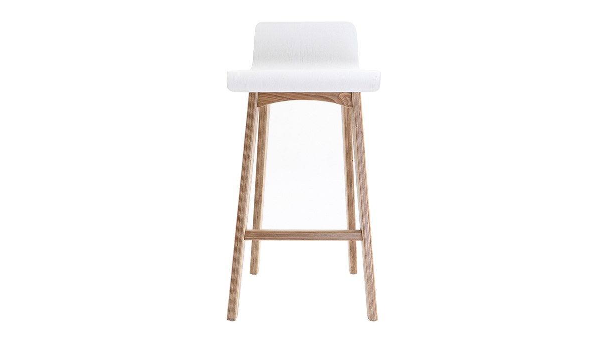 Taburete / Silla de bar escandinavo 65cm blanco patas madera BALTIK